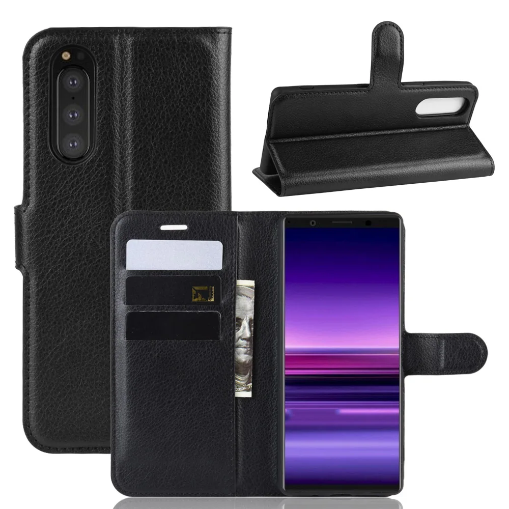 For Sony Xperia 5 II 2020 Case Luxury PU Leather Wallet Stand Flip J8210 J8270 J9210 Funda Coque | Мобильные телефоны и