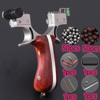

Professional Hunting Slingshot Stainless Steel Catapult + Wood Handle with Rubber Band Outdoor Shooting Hunting Gear