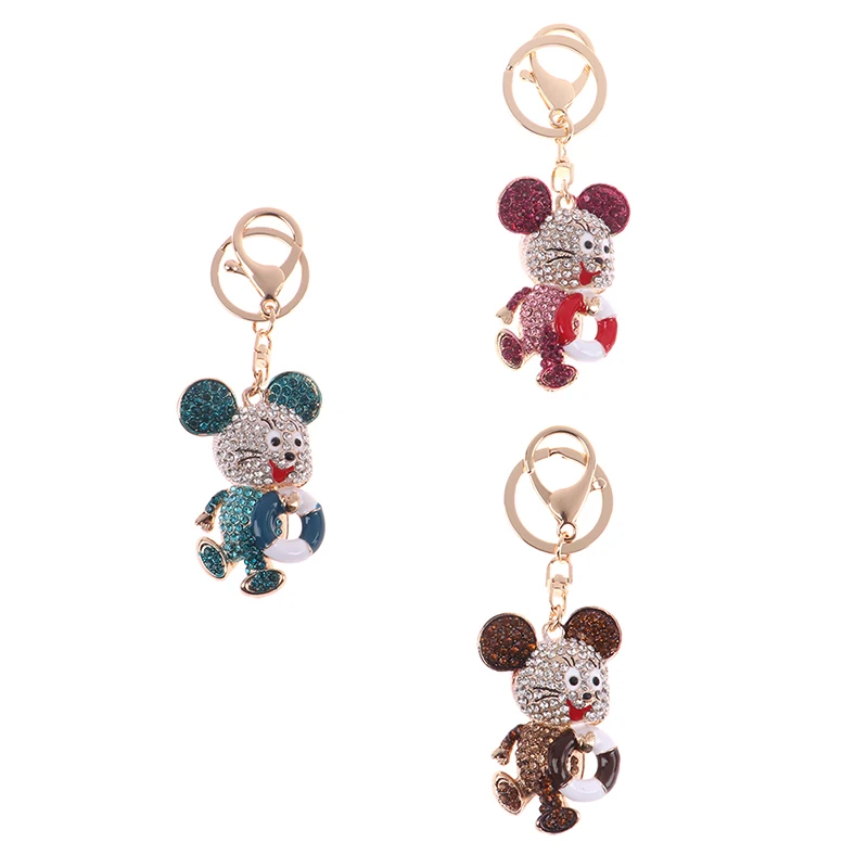 Симпатичная цепочка для ключей горный хрусталь кристалл брелок выдалбливают сердце подвеска мышь брелок для ключей для женщин брелок для девочек подарок