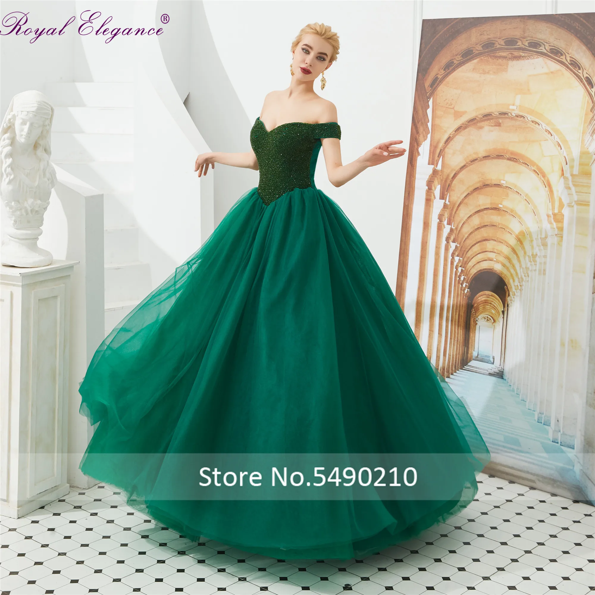 Royal Elegance Off Shoulder Crystal A line Sweetheart Neckline Evening Gown Tulle Skirt robe soiré vestido de festa Prom dress | Свадьбы и