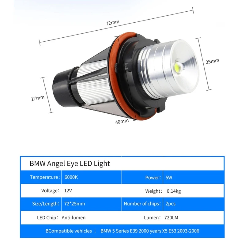 1 комплект светодиодный Ангельские глазки габаритные огни лампы для BMW E39 E53 E60 E61 E63
