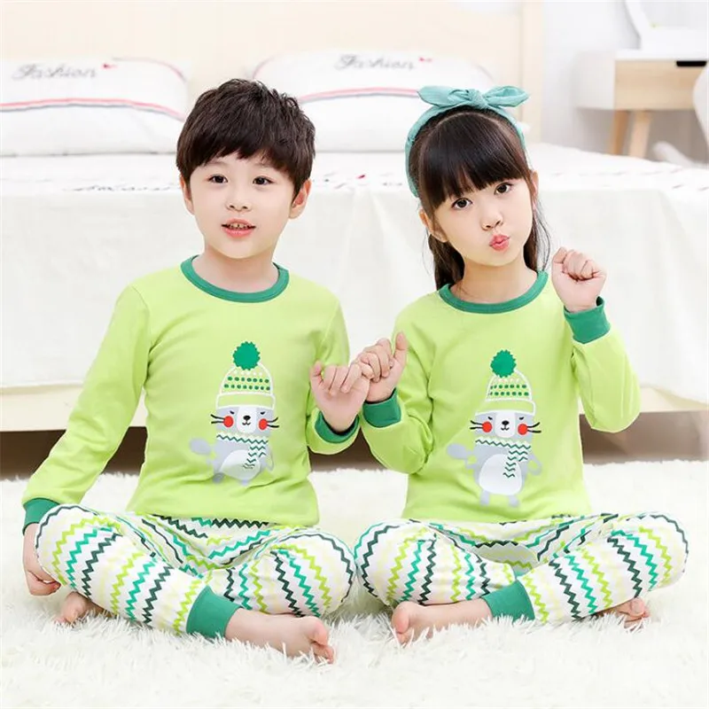 Хлопковые Пижамные комплекты для мальчиков и девочек; Детские пижамы с длинными рукавами; одежда для сна; детские пижамы; Menino; семейная Домашняя одежда с рисунком
