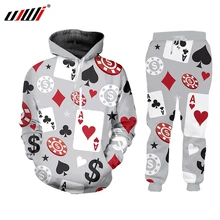 UJWI 3D принт покер азартные игры спортивный костюм с коротким рукавом Повседневная Толстовка брюки хип хоп Топ игральные карты Harajuku пуловер с...(China)