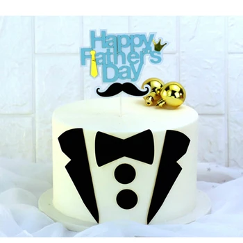 

Baking Cake Decoration Happy Mother's day Thanksgiving Father's Day Suit Bow Tie Topper Birthday Card Decor Kids Favor