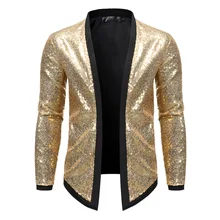 Мужская куртка-кардиган для танцев, модная мужская куртка с золотыми блестками, вечерние пальто для ночного клуба