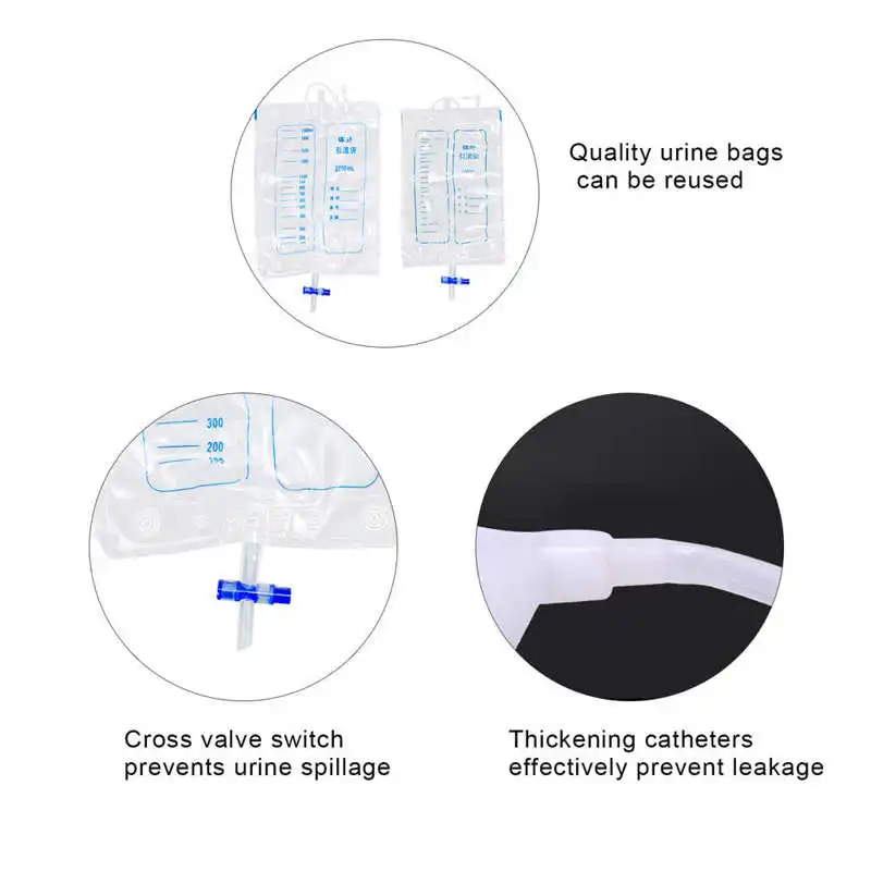 Elderly Disabled Adjustable Women Elderly Silicone Urine Collector Wearable Urine Collection Catheter Drainage Bag 2