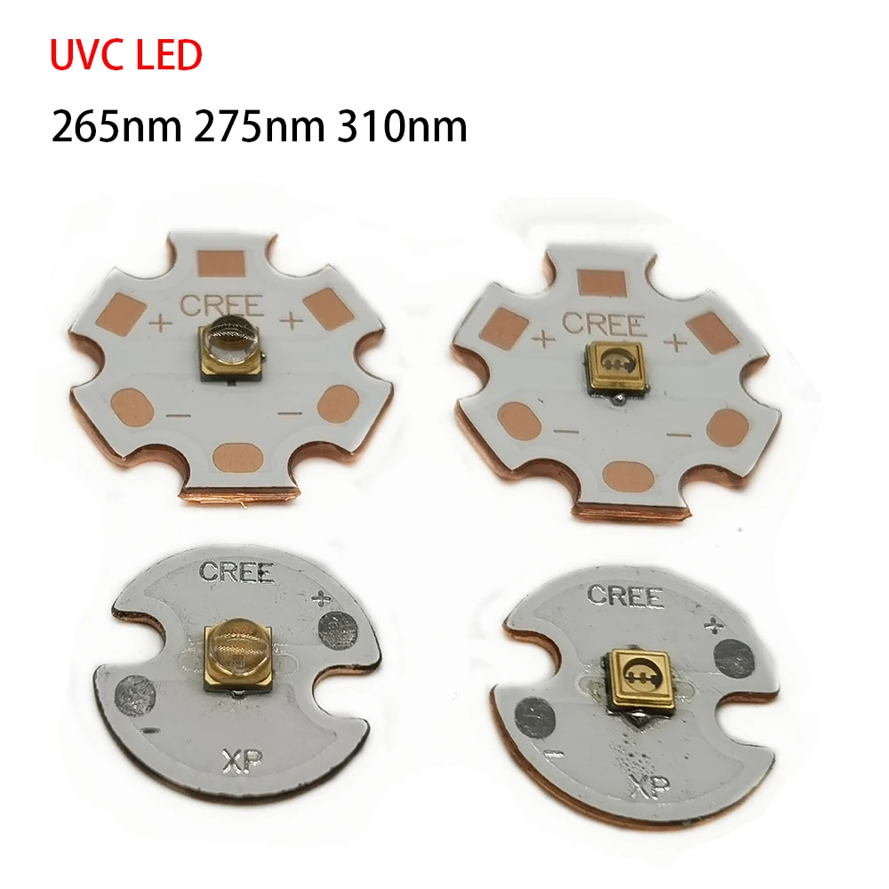 265nm 275nm 310nm UVC светодиодный ные лампы бусины 0 1 W 5-7V 16mm /20mm медные PCB глубокий УФ свет