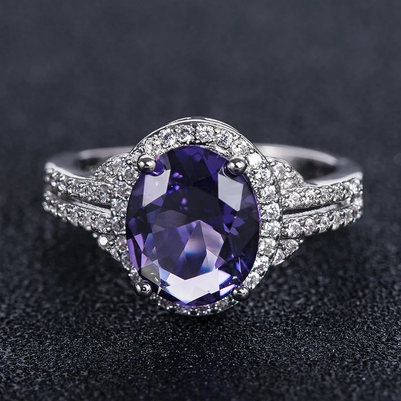 Модное серебряное кольцо Cellacity 925 для женщин, ювелирное изделие с драгоценными камнями овальной формы, рубиновый аметист, аквамарин, женские обручальные кольца