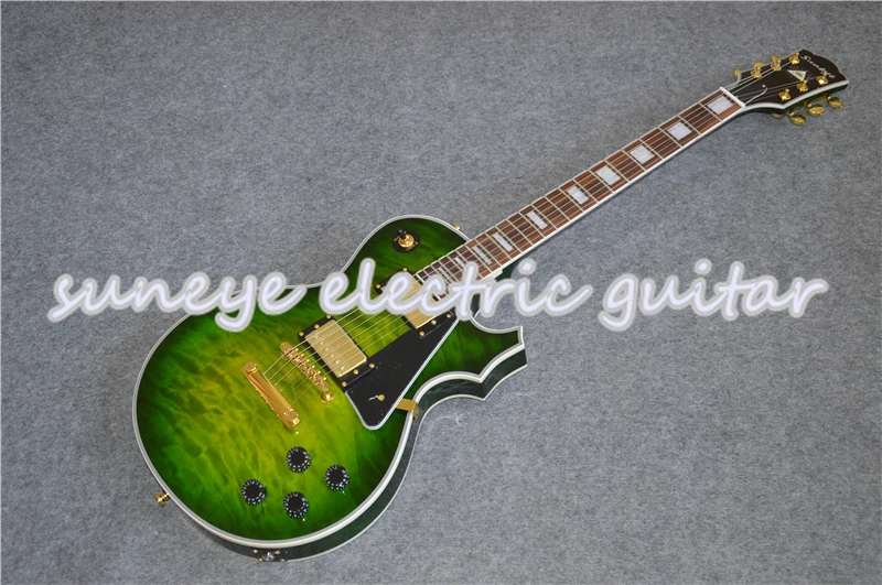 

Suneye Green Quilted Electric Guitar Gold Hardware Left Handed Guitar Custom Available Solid Mahogany Body
