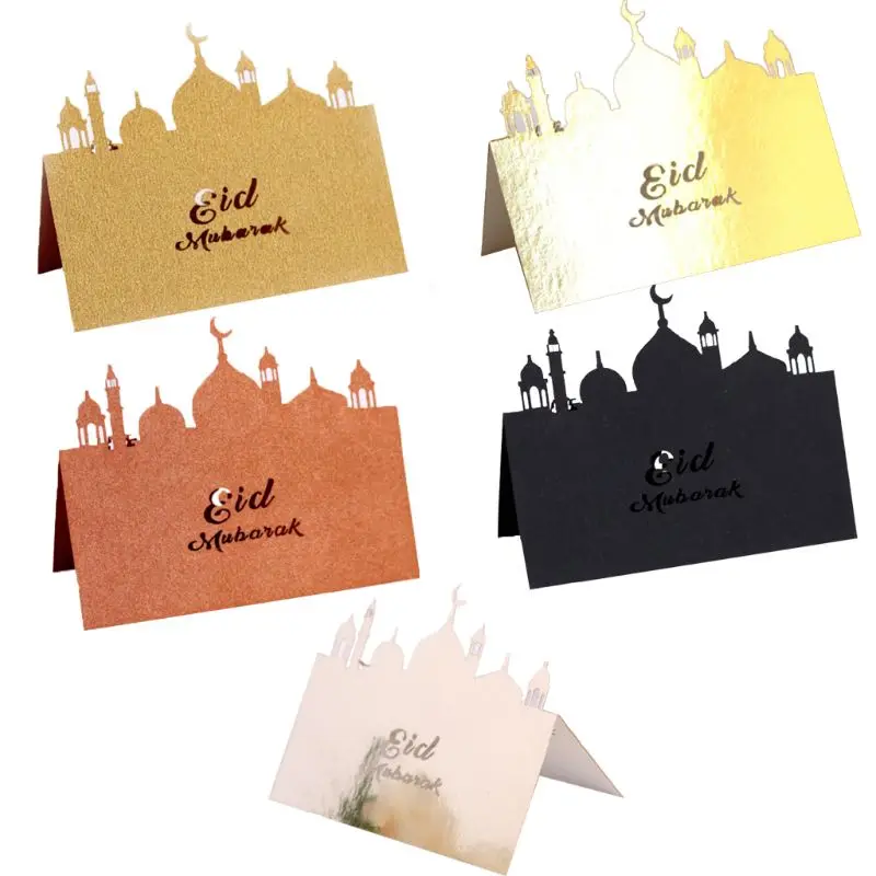 50pcs Laser Cut Castle Eid Mubarak Muslim Ramadan Wedding Party Invitation Table Place Card Name Reception Seatting Cards 72XF
