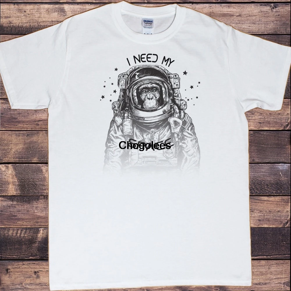 Мужская белая футболка с надписью I Need My Space и принтом Gorilla Spaceman TS591 |