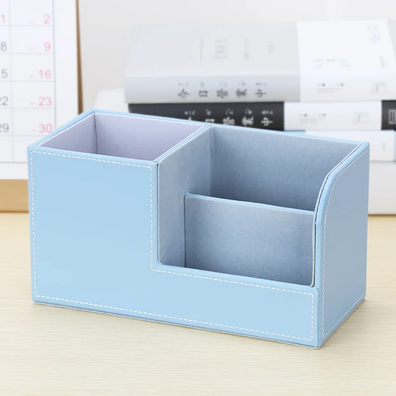 

Business Multifunctional Leather Pen Holder Simple And Practical Creative Office Desk Pure Color Stationery Storage Selling