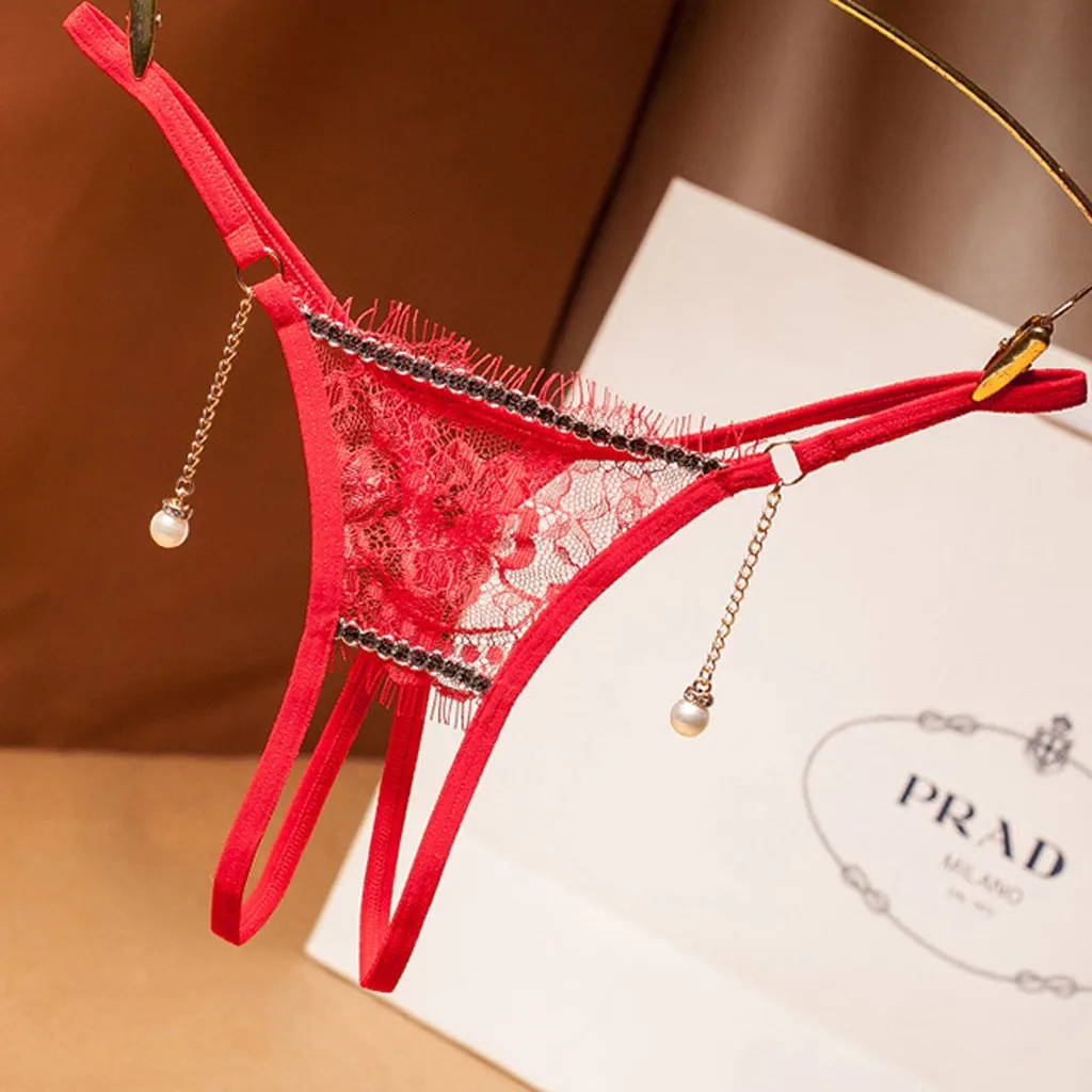 Хит продаж красные бесшовные трусики-стринги для женщин однотонное кружевное