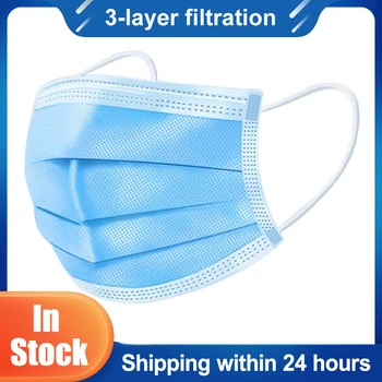 

Medical masks Disposable Mask 3 Layer Mouth Masks Soft Breathable Earloops Meltblown Cloth Non-woven Surgical Mask