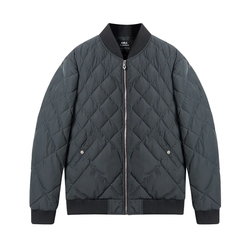 MF0703 Blue Enjeolon, Топ бренд, зимняя парка, хлопковая стеганая куртка, пальто для мужчин, стоячий воротник, ветрозащитное, черное, толстое, стеганое, модное пальто для мужчин MF0274 - Цвет: MF0703 Blue