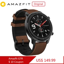 Amazfit GTR 47 мм Мужские умные часы gps 5ATM водонепроницаемые 12 спортивных режимов 24 дня батарея AMOLED экран управление музыкой черный серебристый