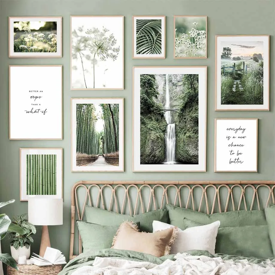 

Bamboo Palm Leaf Dandelion Waterfall Wall Art Canvas Painting Nordic Posters And Prints Wall Pictures For Living Room Home Decor