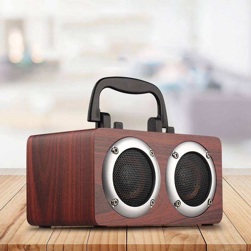 Портативный W5B Bluetooth 4,2 динамик деревянный плеер стерео объемный плеер двойной рог с TF картой AUX аудио Саундбар