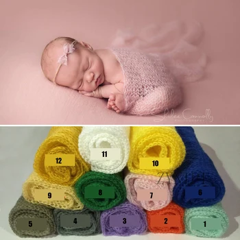 

Stretch Knit Mohair Wrap For Newborn Photography Props Flokati Fotografia Photoshoot Studio Baby Girl Photo Shoot Accessories