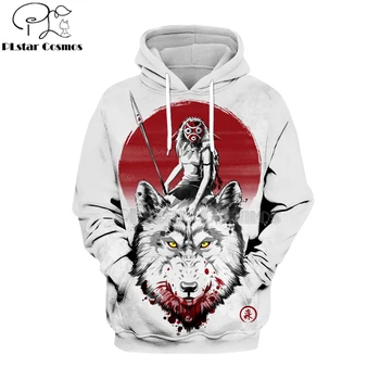 

2020 Princess Mononoke 3d hoodies/sweatshirts Wolfs Blood&Swordsman Japanese Anime Fashion Novelty Style long seleeve Tops-1