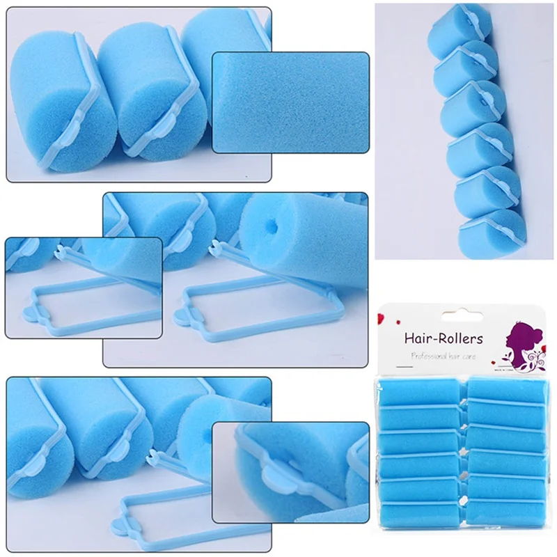 New Design 12pcs/set Magic Sponge Foam Cushion Hair Styling Rollers Curlers DIY Wavy Hair Travel Home Use Twist Tool