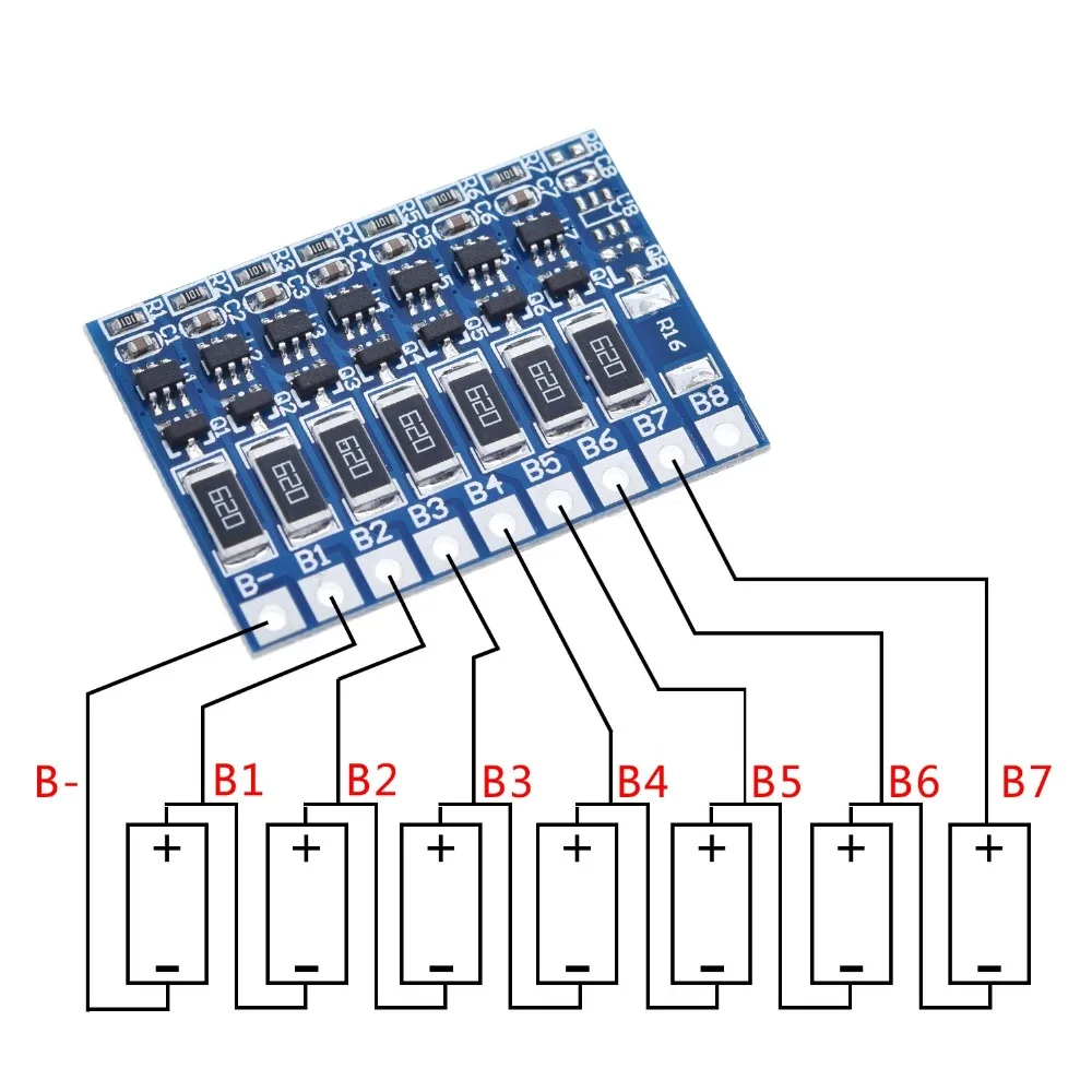 3S 4S 5S 6S 7S 8S 21V 4,2 v литий-ионная балансировочная плата 18650 литий-ионная балансировочная полная зарядка функция балансировки аккумулятора Защитная плата - Цвет: 7s