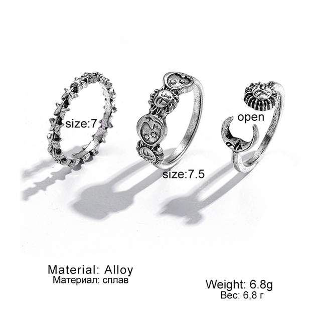 6Pcs Vintage Gothic Butterfly Angle Flower Multi Element Ring Set For Women Men Retro Personality Finger Ring Gifts