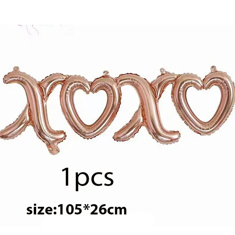 1set Xoxo Розовое золото серии 18 дюймов сердце круг шар из фольги в форме звезды 12 дюймов конфетти латексный шар для свадьбы День рождения вечерние украшения - Цвет: 1set Xoxo