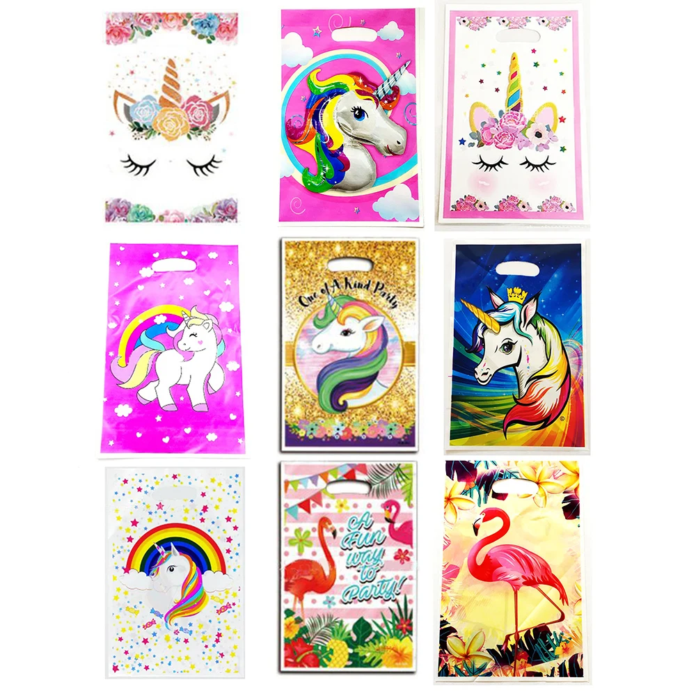 

10pcs/set Unicorn Pink Theme Party Gift Bag Party Decoration Plastic Candy Bag For Kids Festival Party Supplies