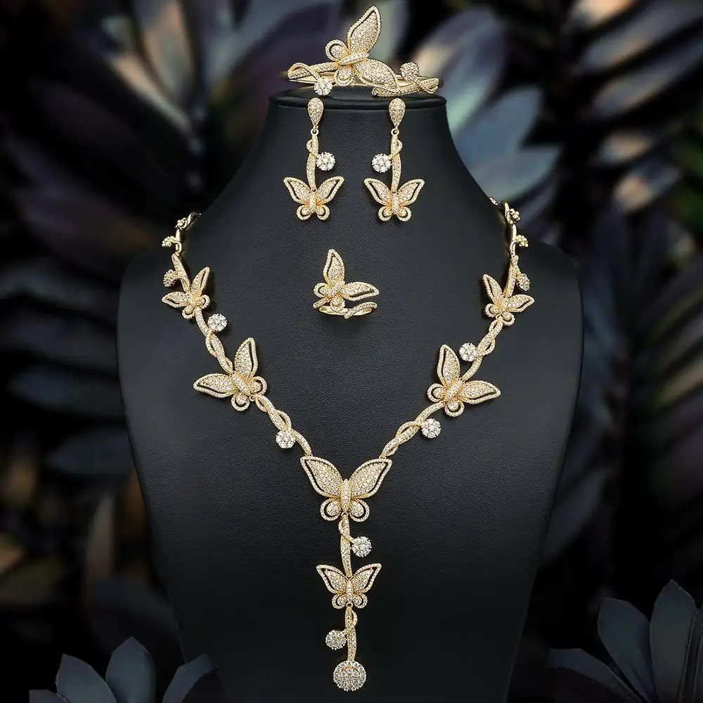 ModemAngel роскошный дизайн в форме бабочки ожерелье браслет серьги кольцо вечерние