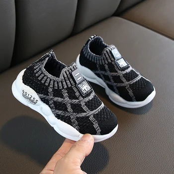 

Children Casual Shoes for Boys Kids Girls Sneakers Breathable Anti-Slip Plaid Print Shoes Toddler Soft Soled Shoes New