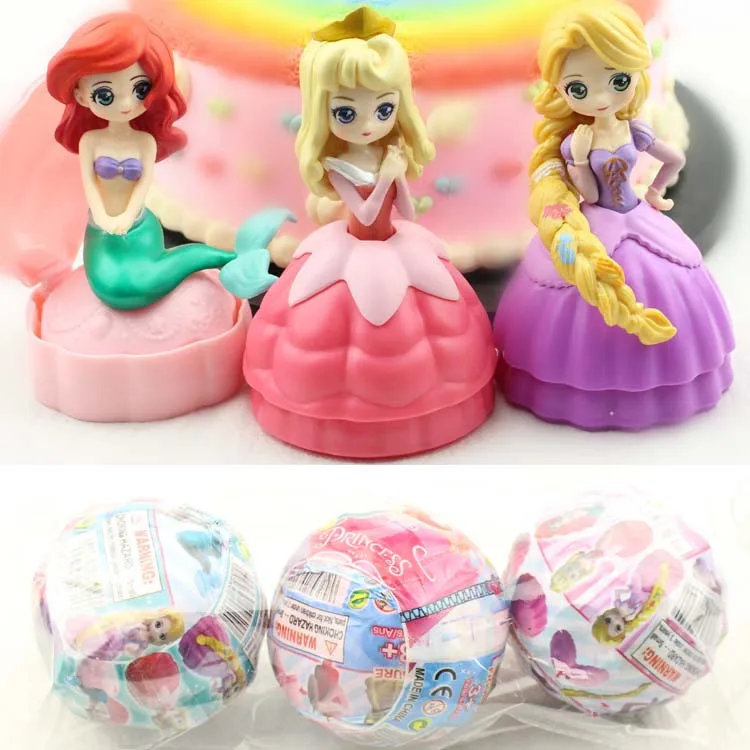 

3pcs Princess Mini capsule toy assembly small gift for kids Ariel Rapunzel Figure Micro landscape cake decoration Figure Toys