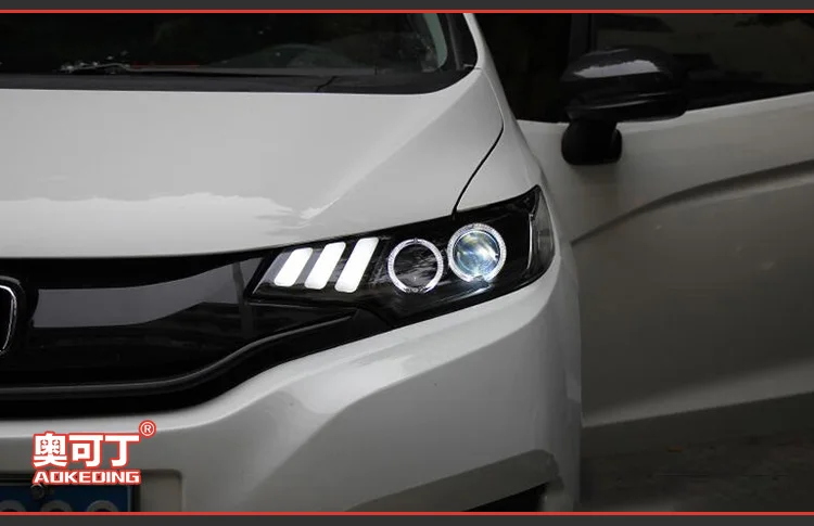 Головной светильник s для автомобиля Honda Jazz- Fit DRL дневные ходовые светильник налобный фонарь светодиодный Bi Xenon лампы Противотуманные фары светильник тюнинг автомобильный аксессуар