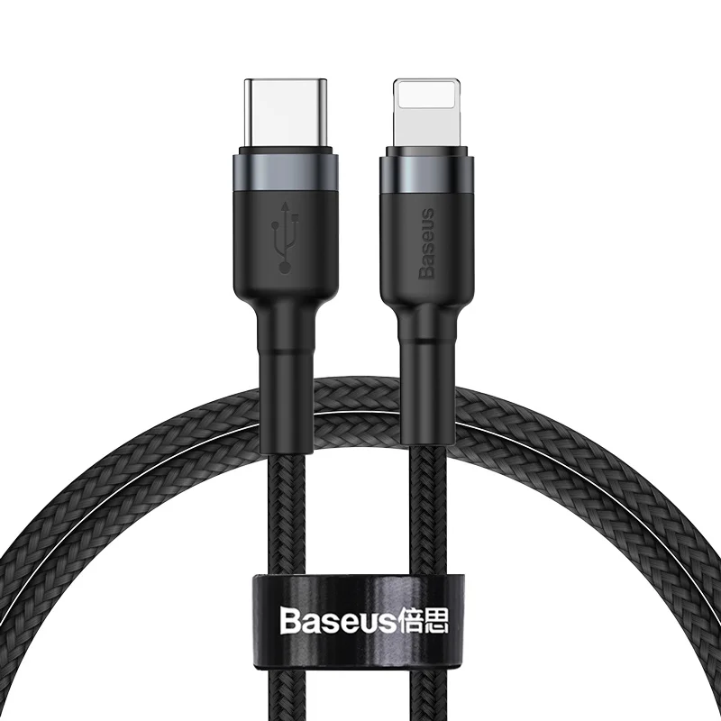 Baseus для usb c к lightning зарядный кабель для iPhone xs max xr 8 7 6s plus 5 11 apple ipad pro быстрое зарядное устройство pd кабель - Тип штекера: Black