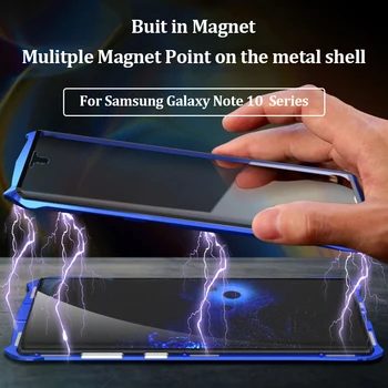

Magnetic Adsorption Metal Phone Case For Samsung Galaxy Note 10 Plus Double Side Glass 360 Full Cover Galaxy Note10 Pro 10+ Capa