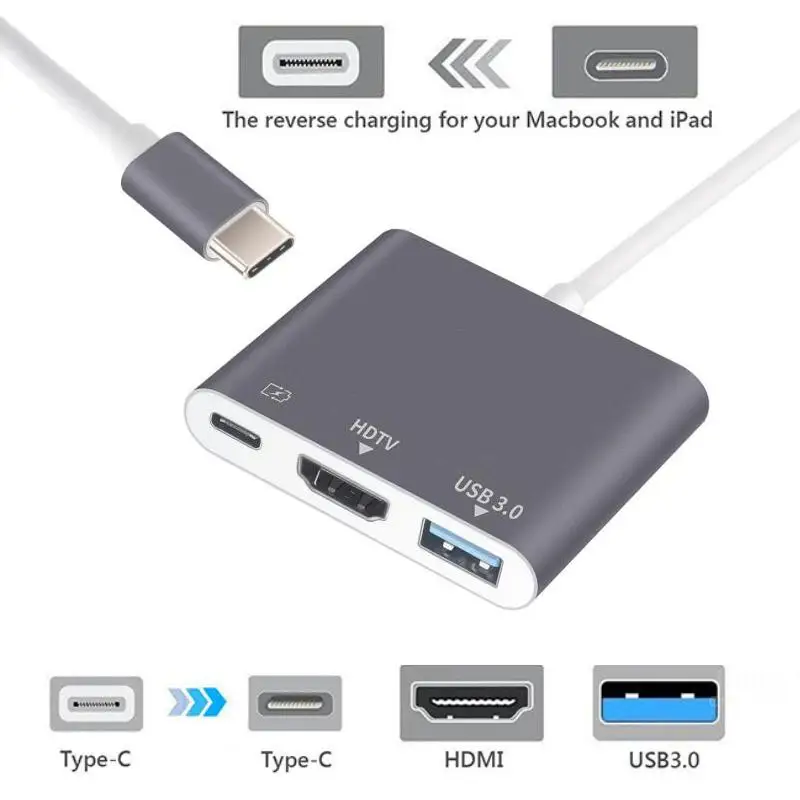 USB C HDMI Тип C к HDMI концентратор адаптер 4K USB C многопортовый адаптер USB C конвертер для MacBook /Chromebook Pixel/Dell XPS 12