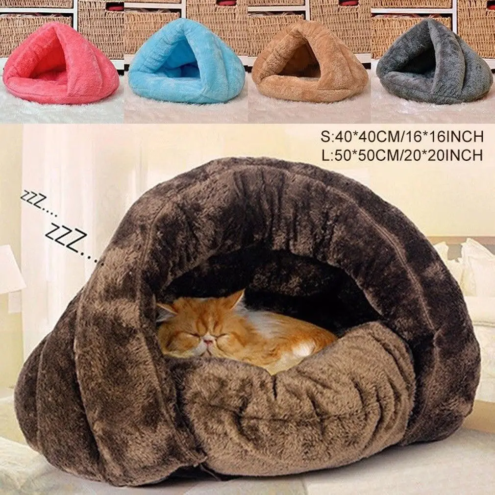 gato ultra suave y acogedora Igloo lavable, cama de forro polar cálida cojín extraíble con asa superior para gatos cama Nilefen Cama para mascotas 