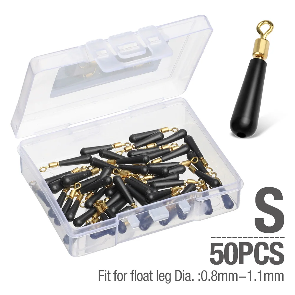 S 50 pcs DONQL 50 шт. блок Рыболовные Поплавки отдых силиконовая Медная головка резиновая рыбка поплавки инструмент Аксессуары вращение Дрифт фиксированное сиденье поплавок - Цвет: S 50 pcs