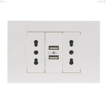 

16A WallDouble Italian/Chile Plug Power Socket Adapter Dual USB Ports Panel 5V 1A M13 dropship