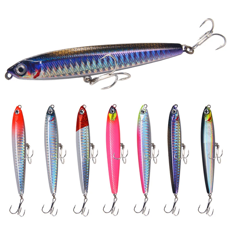 Lot De 8 Leurres De Pêche Topwater HENGJIA - Appâts Crayon 10 Cm / 16 G - Poisson Bar