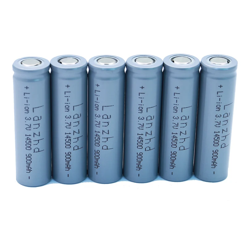 

6PCS 14500 battery 3.7V 900mAh Lithium Rechargeable Li-ion Battery for LED Flashlight Battery accumulator battery real capacity