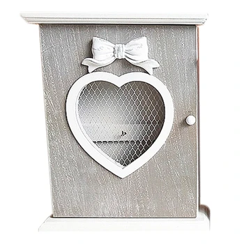 

Wall-Mounted Retro Heart-Shaped Hanging Wooden Storage Box Key Hook Hanging Shelf Rack Home Porch Kitchen Wall Organizer Decor