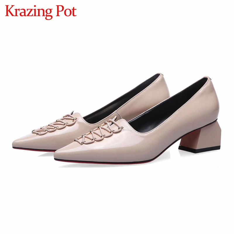 Krazing Pot/модные шикарные уникальные офисные женские туфли из натуральной кожи на