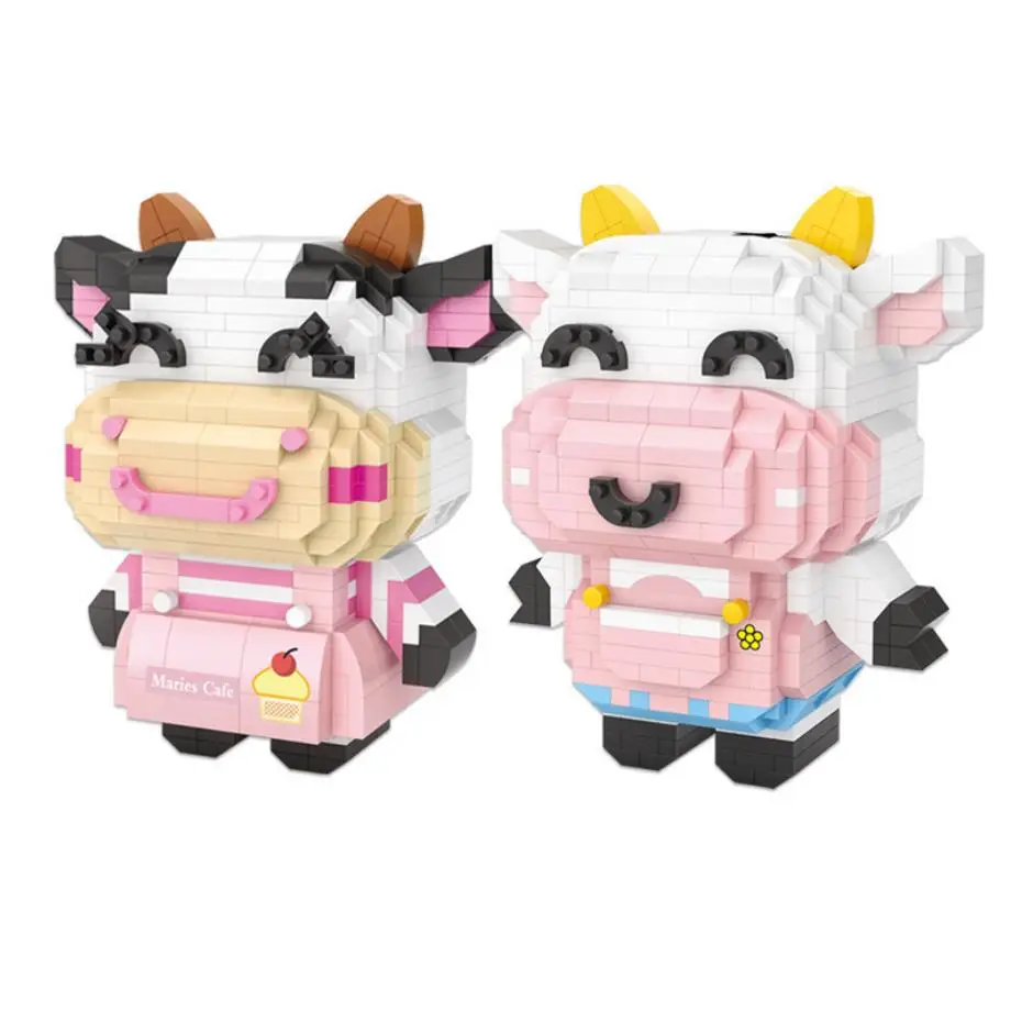 

Creator cartoon Animal micro diamond block maries cafe cow nanobricks model educational toys collection building bricks for gift