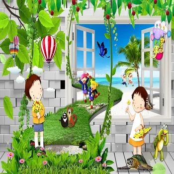 

Custom large mural 3D wallpaper Children's Paradise Fantasy Cartoon brick bedroom mural TV back wall decor deep 5D embossed