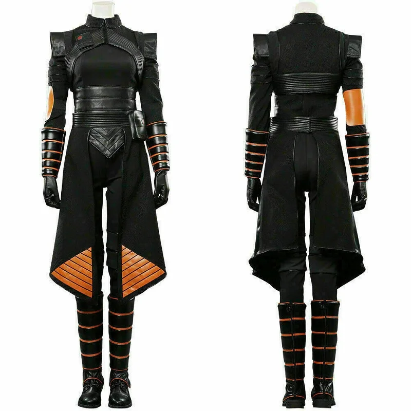 Mandaloriano Fennec Shand Cuff Stripe Stand Up Collar Coda Di Rondine Giunzione Lunga Vita Nera E Gialla Chiusura Costume Cosplay Hallo