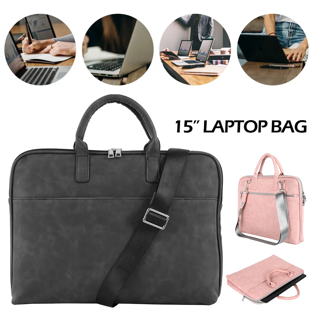 

2020 Pink Fashion New PU Waterproof Scratch-resistant Laptop Shoulder Bag 15inch Notebook Shoulder Carry Case for MacBook Air