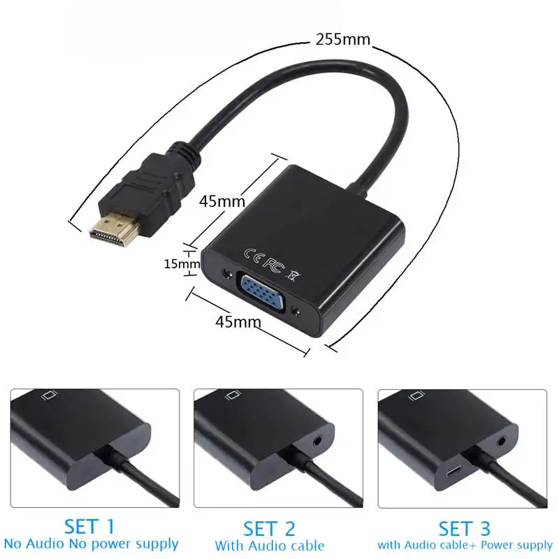 Мини HD 1080P HDMI Кабель адаптер VGA штекер гнездо преобразователь цифровой в