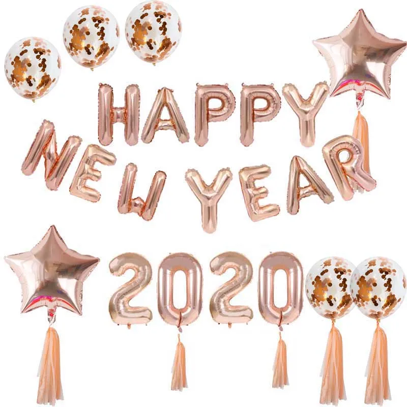 Navida новогодний набор воздушных шаров из золотой фольги с цифрами и надписью «Happy new year», декор в канун, украшение для рождественской вечеринки - Цвет: 28Pcs balloons set 3