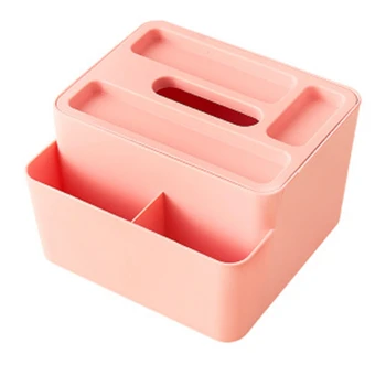 

Desktop Tissue Box Plastic Storage Box Multifunction Facial Tissue Box with Remote Control Holder Home Tissue Organizer